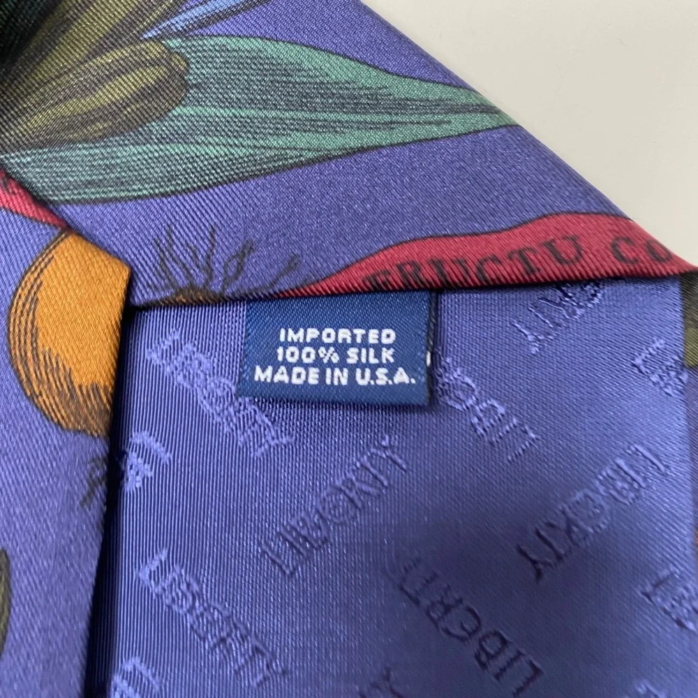Liberty of London Silk Tie Purple Botanical Floral Latin Ribbon Eclectic Grandpa